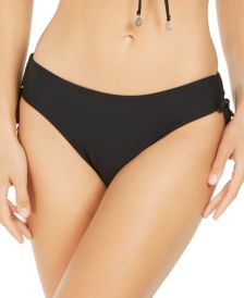 Solid Ruched-Side Bikini Bottoms