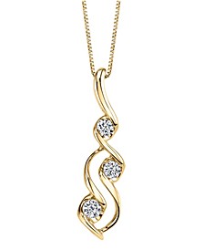 Diamond (1/10 ct. t.w.) Three Stone Pendant in 14k Yellow Gold or Rose Gold