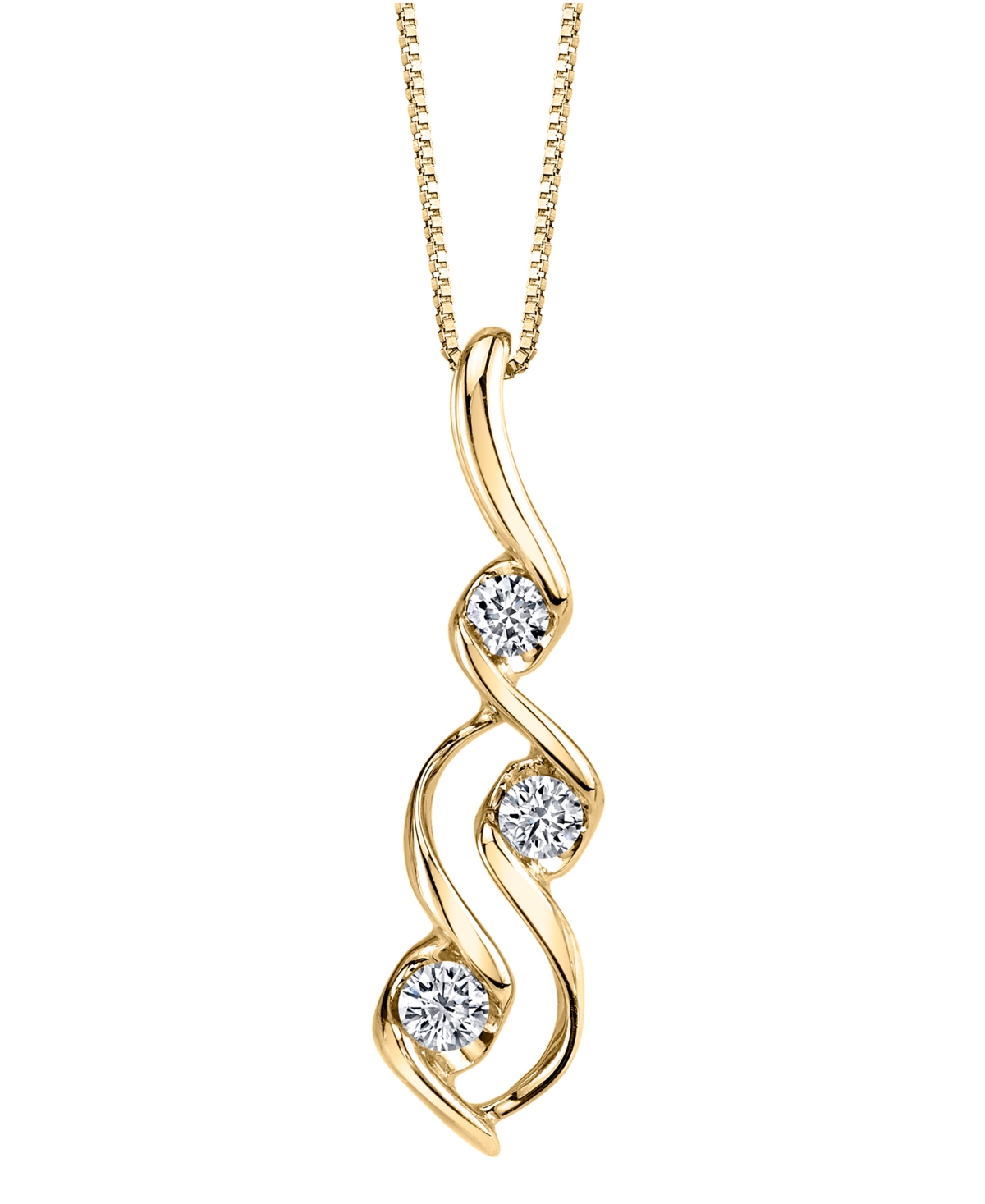 Diamond (1/10 ct. t.w.) Three Stone Pendant in 14k Yellow Gold or Rose Gold - ROSE GOLD