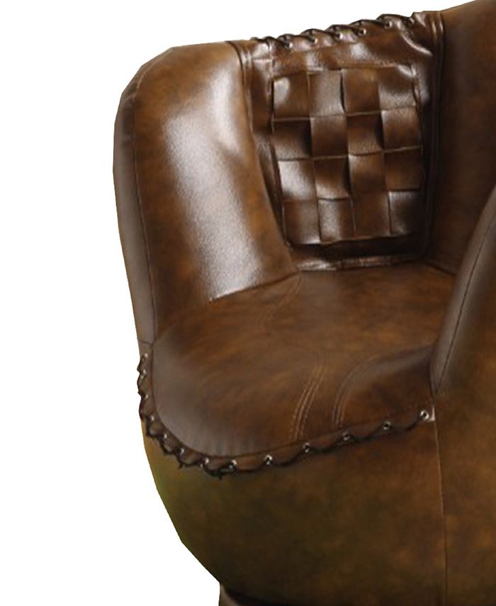 Benzara Leather Upholstered Baseball Glove Chair and Ottoman Macy's
