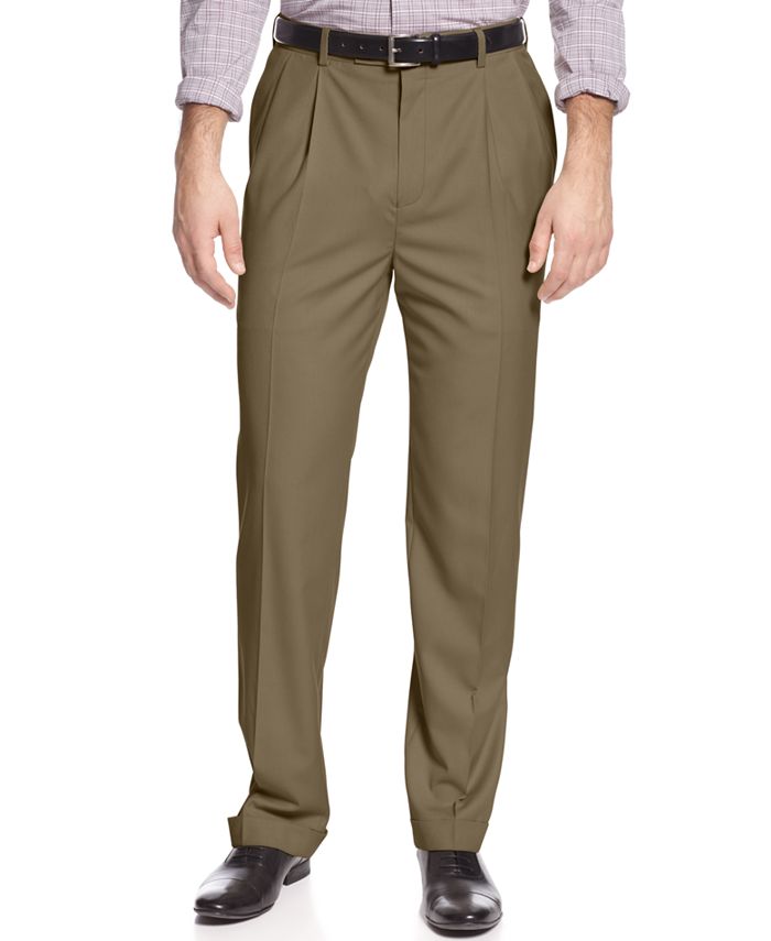 Louis Raphael Classic-Fit Hidden Extention Pleated Dress Pants - Macy's