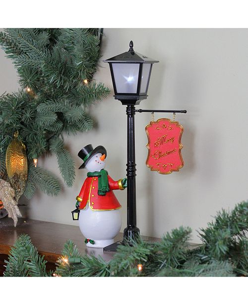 Northlight 14 5 Mini Pre Lit Street Lamp And Snowman Christmas