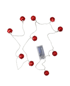 Northlight Set of 10 Battery Operated Led Red Jingle Bell Novelty Christmas Lights - Clear Lights