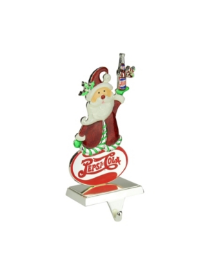 Northlight 9.75" Silver Plated Pepsi-cola Santa Claus Christmas Stocking Holder With European Crystals In Red