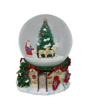 Northlight 6.75" Musical And Animated Santa On Sleigh Rotating Christmas Snow Globe In White