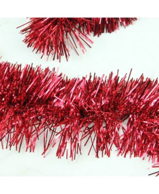 50' Traditional Shiny Red 6 Ply Christmas Foil Tinsel Garland - Unlit