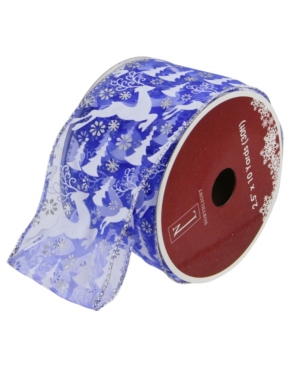 Northlight Pack of 12 Blue Winter Wonderland Flying Reindeer Wired Christmas Craft Ribbon Spool - 25