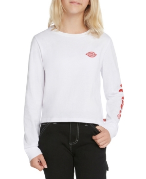 Dickies Big Girls Long Sleeve Crop Tee with Sleeve Logo