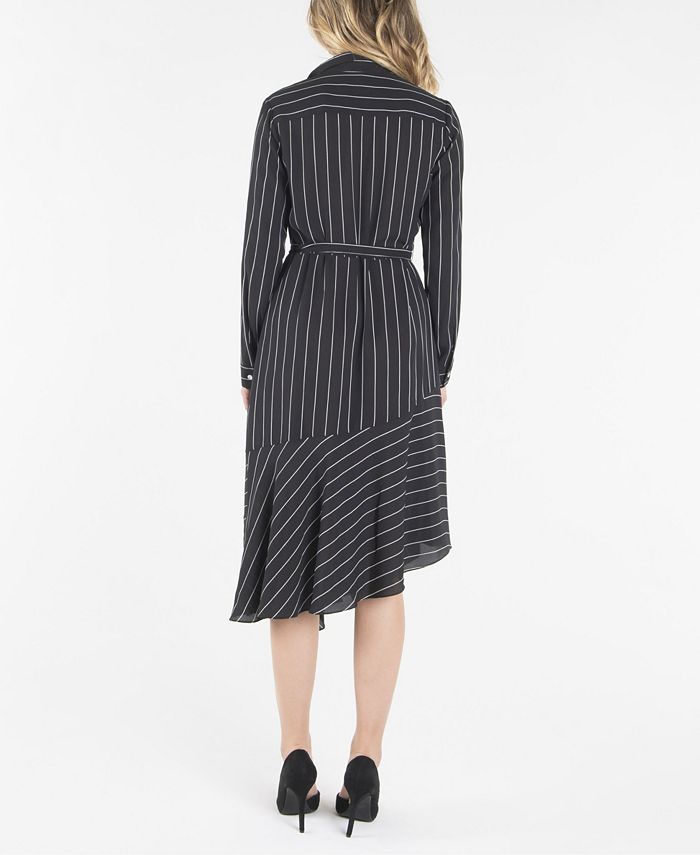 Lepore Long Sleeve Dress with Collar and Asymmetrical