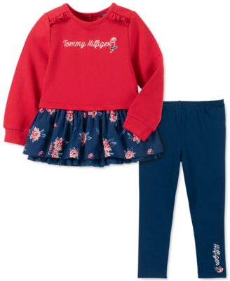Tommy Hilfiger - Little Girls 2-Pc. Mesh-Hem Sweatshirt & Leggings Set