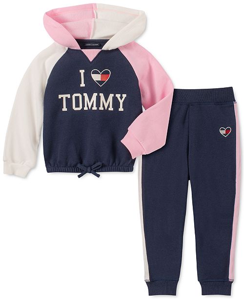 Tommy Hilfiger Toddler Girls 2 Pc Colorblocked Hoodie Fleece