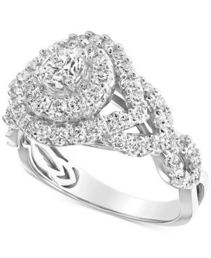 image of Diamond Halo Braided Shank Engagement Ring (1-1/2 ct. t.w.) in 14k White Gold