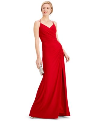 adrianna papell ruched embellished gown