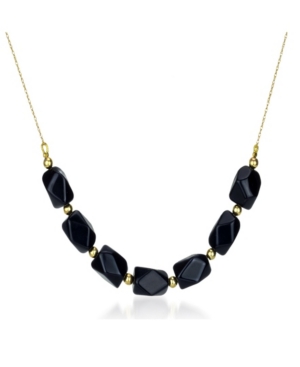 image of Black Onyx (9-10mm) Chain Necklace in 14k Yellow Gold