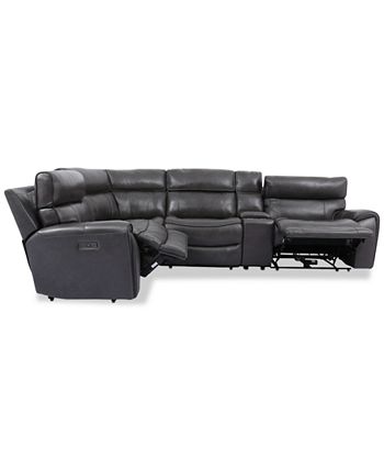 Furniture - Hutchenson 5-Pc. Leather Sectional with 2 Power Recliners, Power Headrests and Console