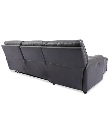Furniture - Hutchenson 3-Pc. Leather Chaise Sectional with Power Recliner and Power Headrest