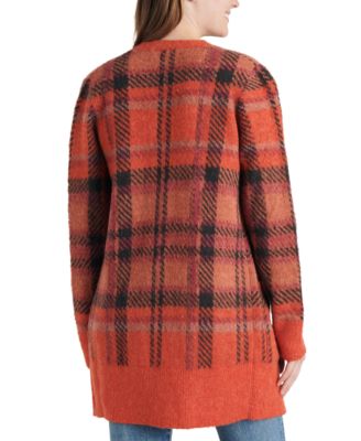 Lucky Brand Oversized Plaid Knit Cardigan Sweater