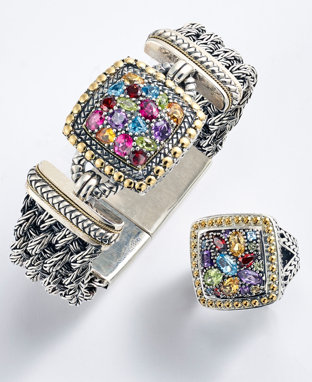 Balissima by Effy Multi-Stone Ring in 18kand Sterling Silver (3-1/4 ct. t.w.) - Yellow Gold/Sterling Silver
