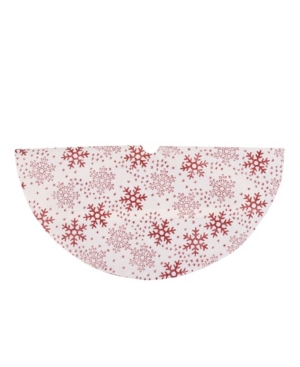Northlight 20" White And Red Glitter Snowflake Mini Burlap Christmas Tree Skirt In Red