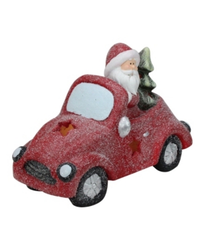 Northlight Pre-Lit Led Red Magnesia Glitter Car with Santa Claus Christmas Table Top Decoration
