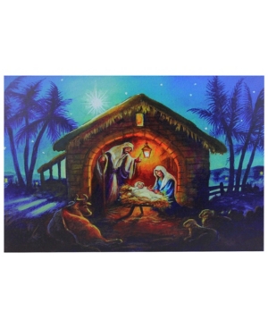 Northlight Led Fibre Optic Lighted Nativity Scene Christmas Wall Art In Blue