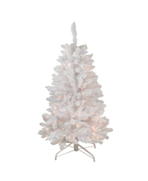 Northlight 4' Snow White Pre-Lit Flocked Artificial Christmas Tree - Clear Lights