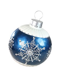 37" LED Lighted Blue Ball Christmas Ornament with Snowflake Outdoor Decoration
