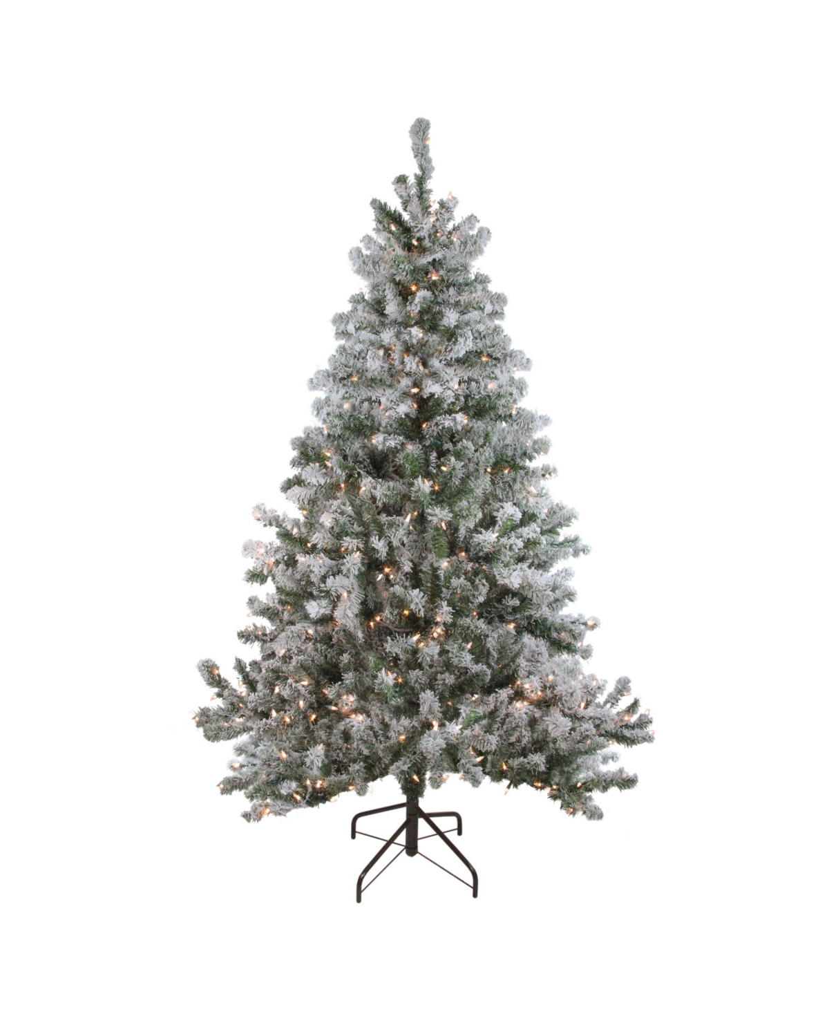 7' Pre-Lit Flocked Balsam Pine Artificial Christmas Tree - Clear Lights - Green