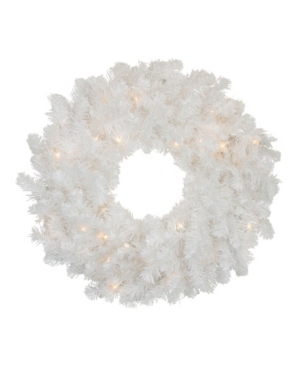 Northlight Pre-lit Snow White Artificial Christmas Wreath - 24-inch Clear Lights In White