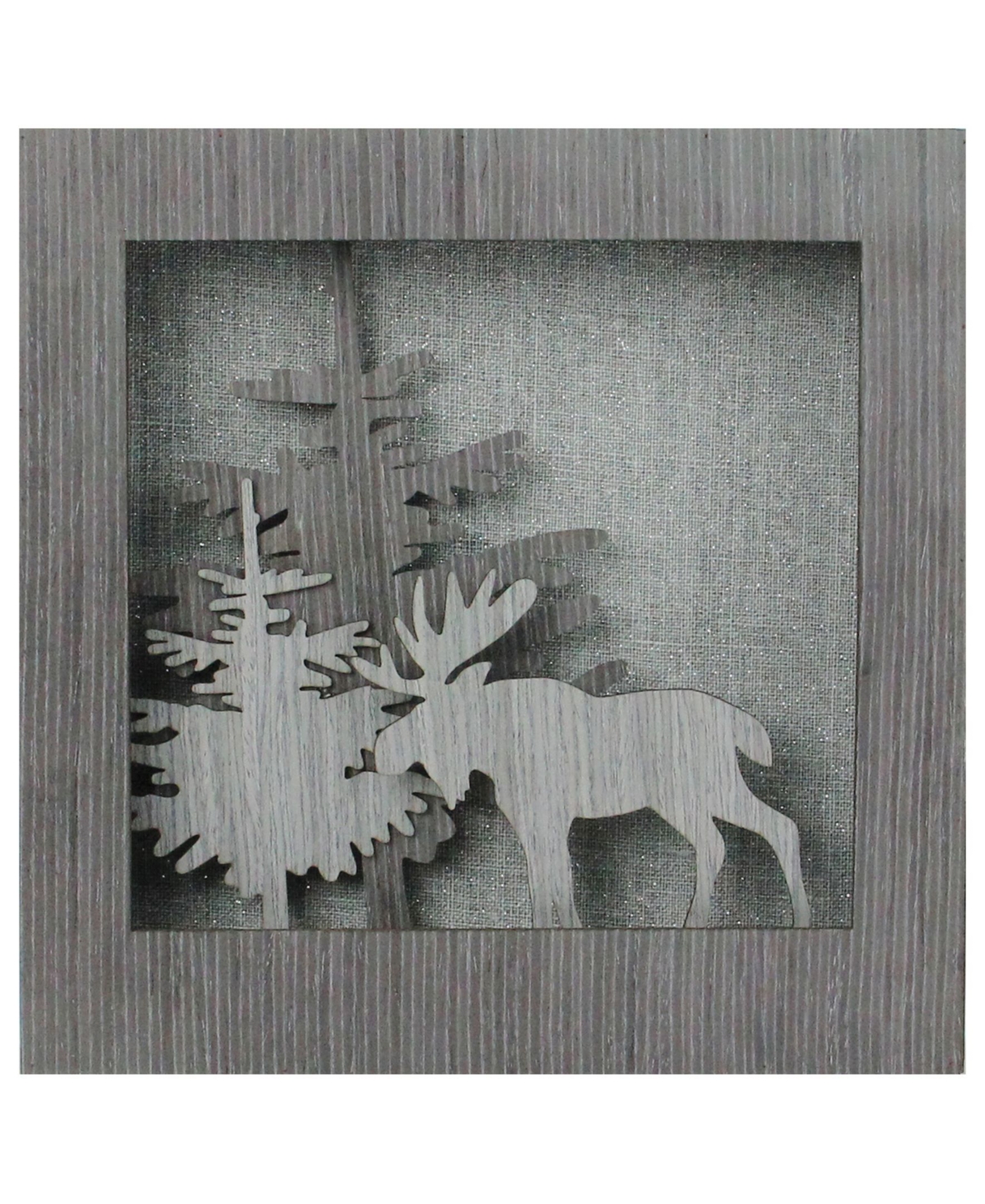 10" Glittered Moose Silhouette Box Framed Christmas Table Decoration - Gray