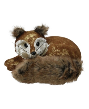 Northlight 16.5" Brown And Gold Fox Lying Down Christmas Table Figure