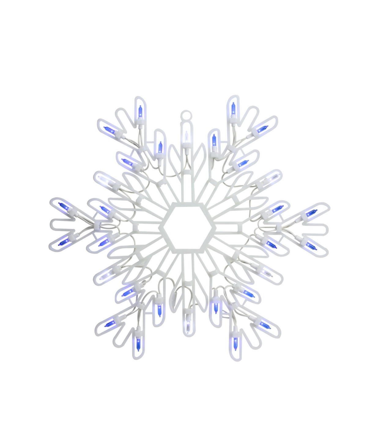 15" Led Lighted Pure White and Blue Snowflake Christmas Window Silhouette Decoration - White