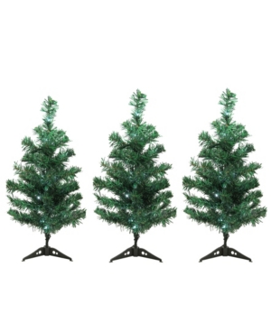 Northlight Set Of 3 Led Lighted Christmas Tree Driveway Or Pathway Markers Outdoor Decorations In Green