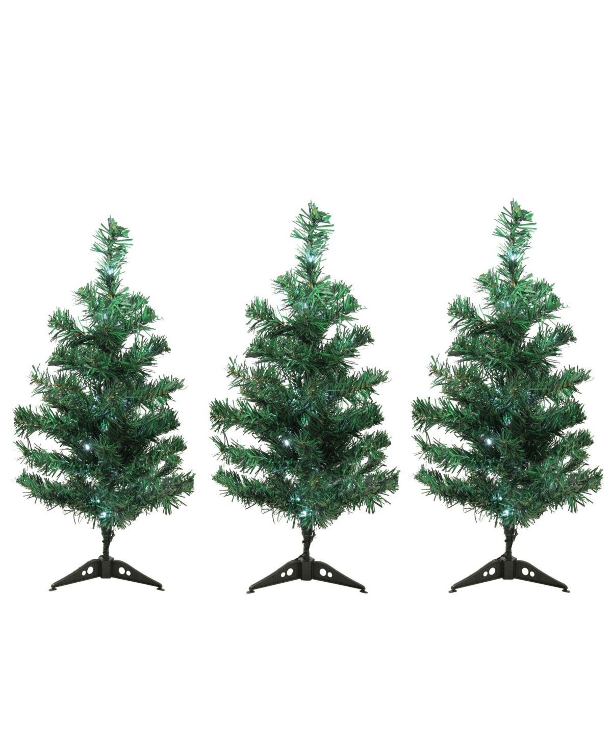 Set of 3 Led Lighted Christmas Tree Driveway or Pathway Markers Outdoor Decorations - Green