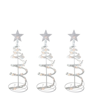 Northlight Set Of 3 Clear Lighted Spiral Cone Walkway Christmas Trees Outdoor Decorations 18" In White
