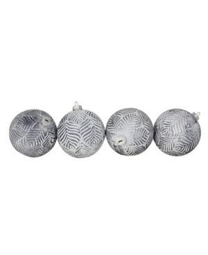 Northlight 4ct Pewter Silver And White Antique Style Glass Ball Christmas Ornaments 4" 100mm