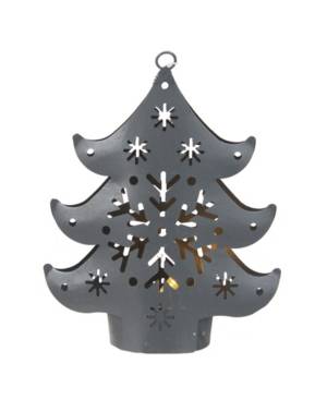 Northlight 4.5" Gray Petite Tree Lighted Cut Out Christmas Ornament