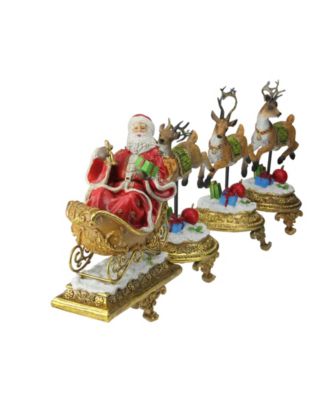 Set of 4 Santa and Reindeer Glittered Christmas Stocking Holder 9.5"