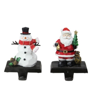Northlight Set Of 2 Santa And Snowman Christmas Stocking Holders 7" In Brown