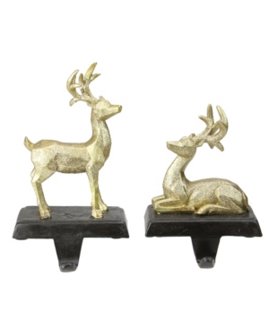 Northlight Set Of 2 Gold Reindeer Glittered Christmas Stocking Holders 8.5"