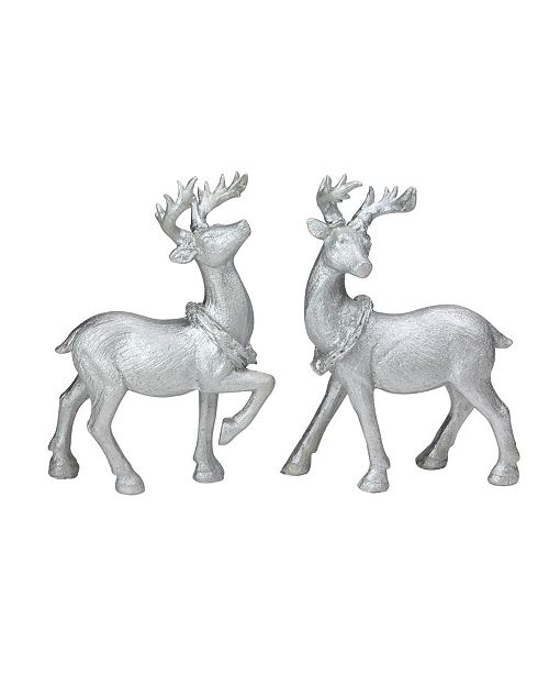 Northlight Set Of 2 Silver Christmas Table Top Reindeer Figures