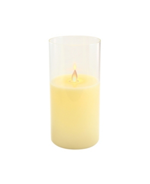 Jh Specialties Inc/lumabase Lumabase 8" Battery Operated Realistic Flame Led Wax Candle In Glass Holder In White