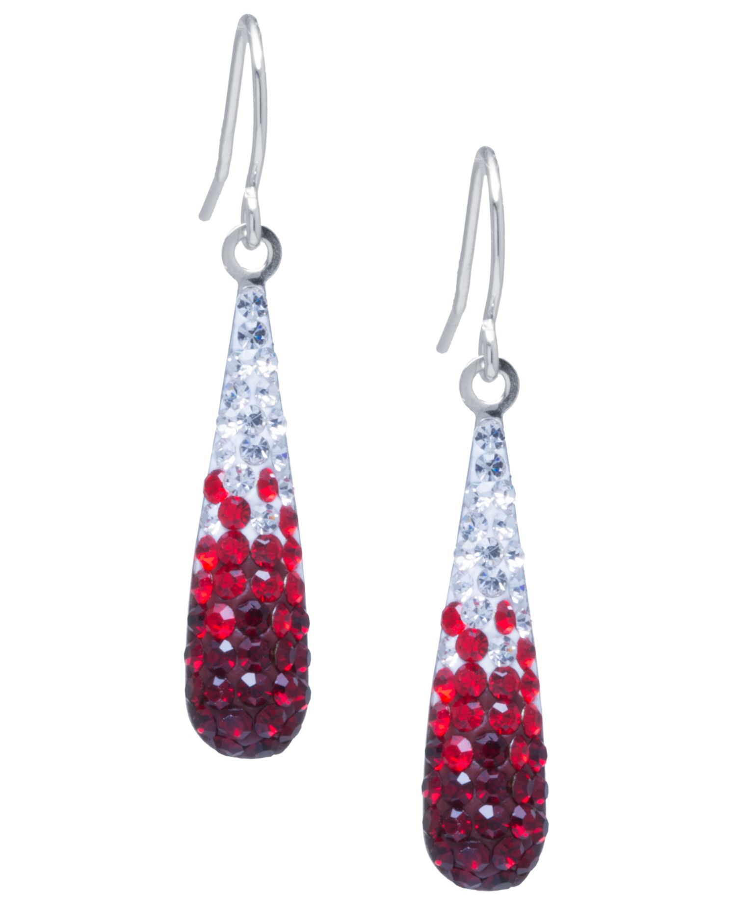 Crystal Pav&eacute; Tear-Shape Drop Earrings in Sterling Silver