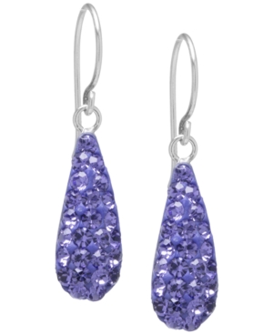 image of Pave Crystal Teardrop Earrings in Sterling Silver. Available in Clear, Black, Blue, Multi, Purple or Red