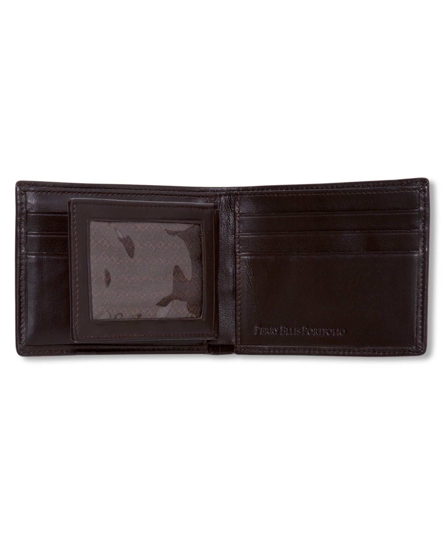 Мужской кошелёк Perry Ellis Portfolio Leather Gramercy Bifold Wallet, цвет: Чёрный — фото 3