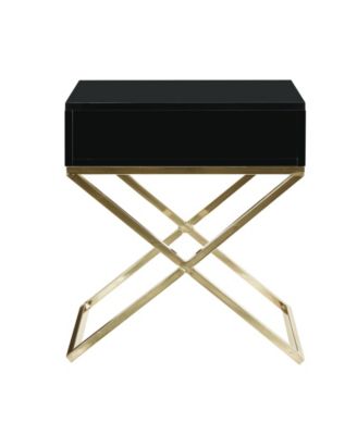 Gekko Lacquer Nightstand with Metal X-Legs