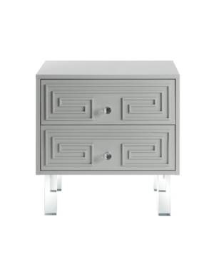 Inspired Home Aristotle 2-drawer Lacquer Lucite Leg Nightstand In Gray