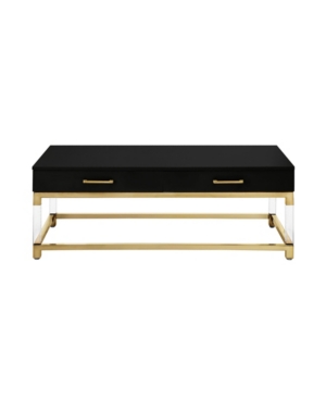 Inspired Home Casandra 2-drawer High Gloss Coffee Table With Acrylic Legs And Metal Base In Black