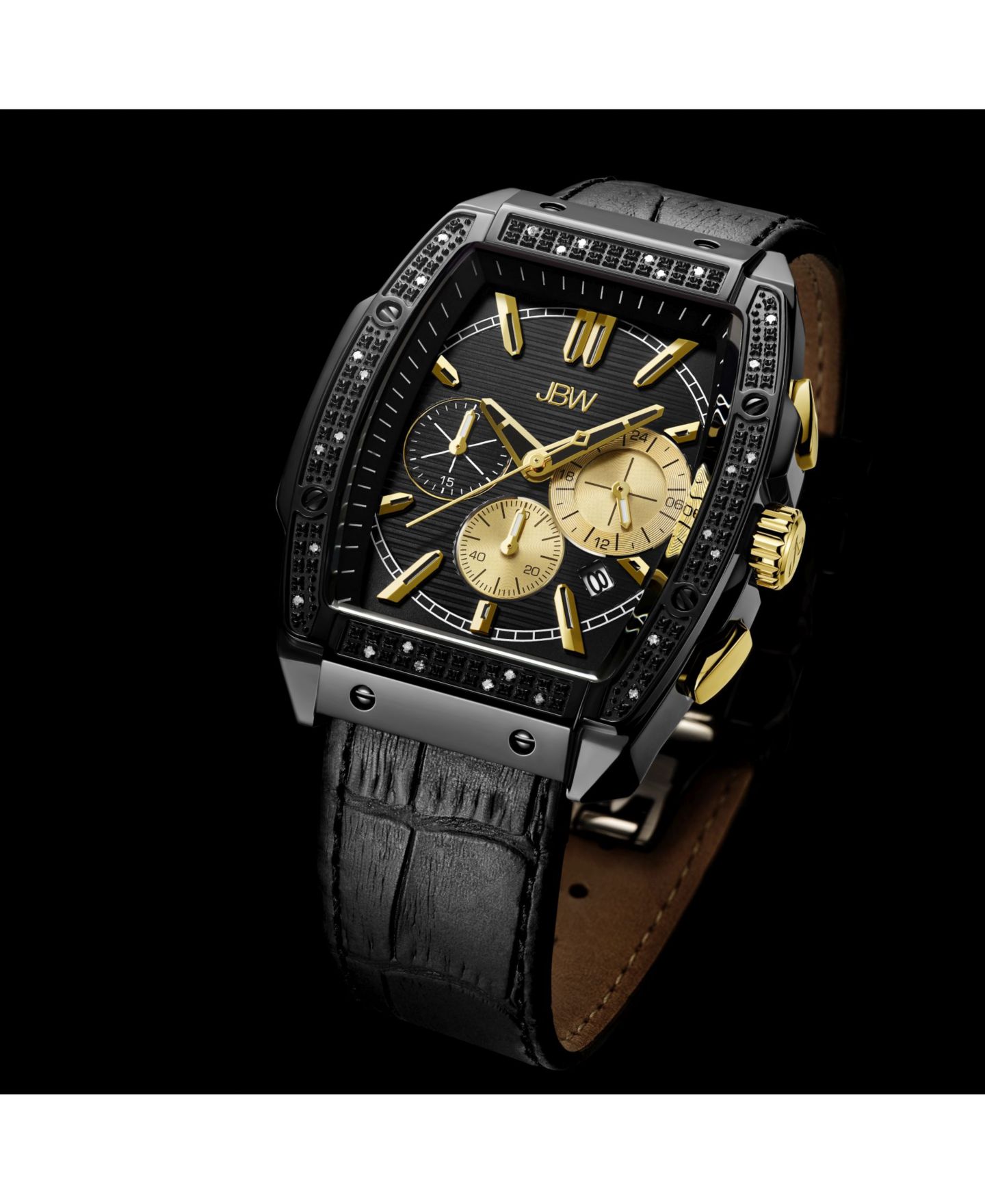 Мужские часы Jbw Echelon Diamond (1/4 ct. t.w.) Watch in Black Ion-plated Stainless Steel 41mm, цвет: Чёрный — фото 7