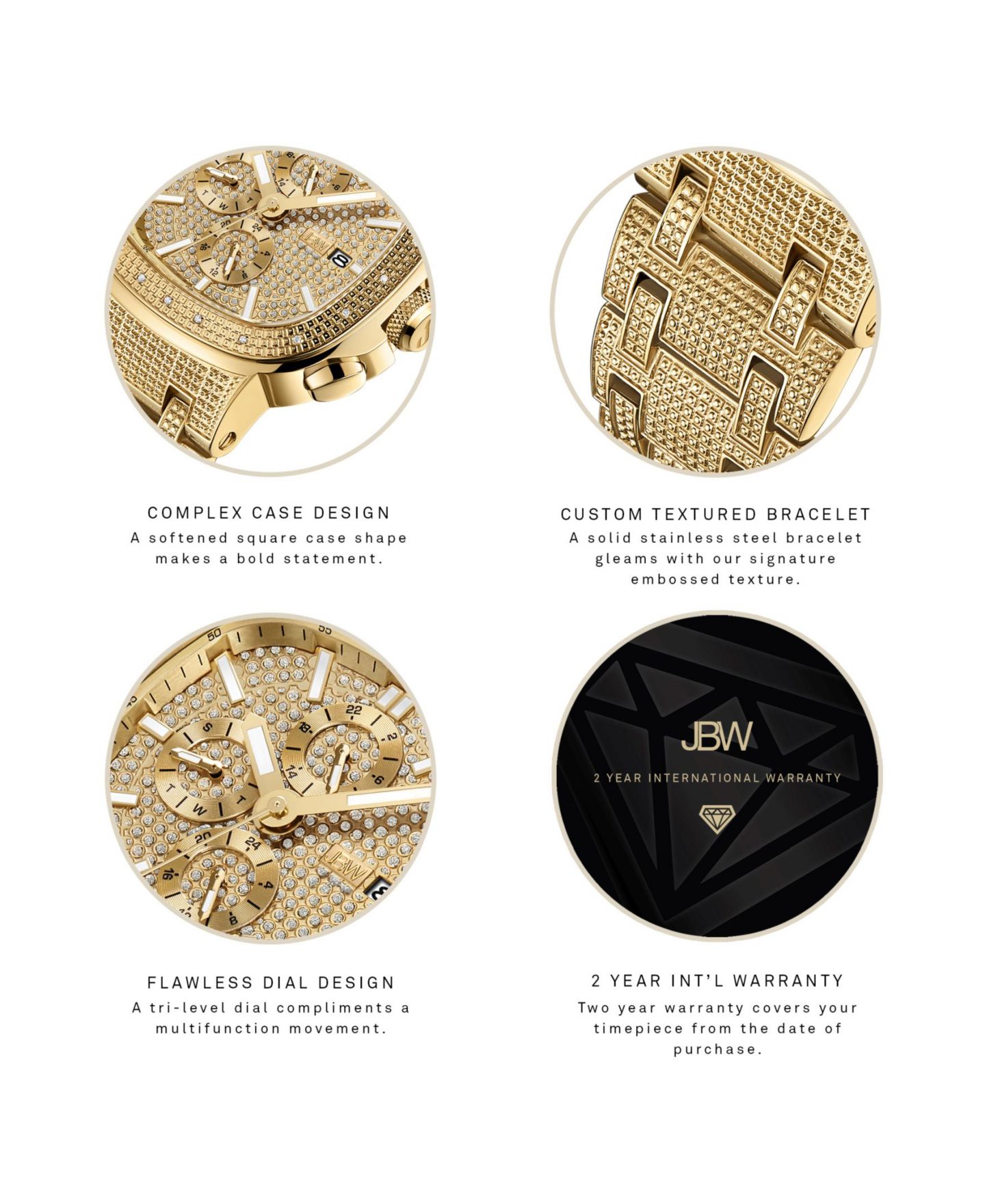 Мужские часы Jbw Diamond (1/5 ct. t.w.) Watch in 18k Gold-plated Stainless-steel Watch 48mm — фото 4